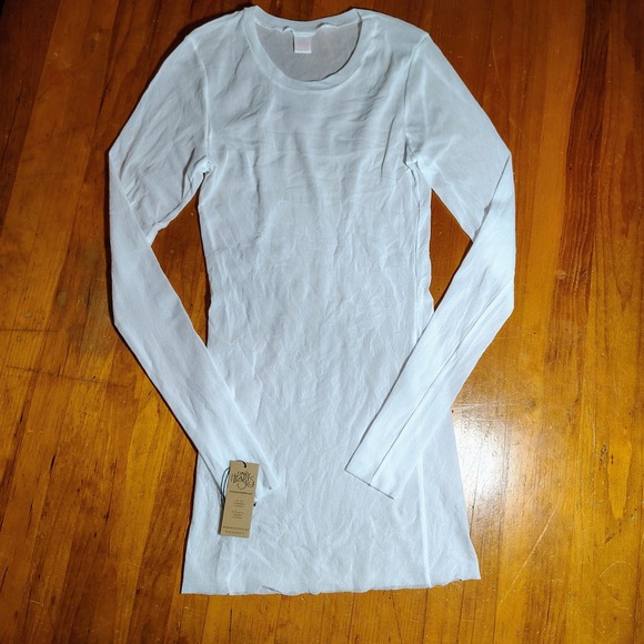 Only Hearts 42758 Tulle Long Sleeve Crew – Sheer Nylon Layering Top Size M/L NWT - Picture 1 of 9
